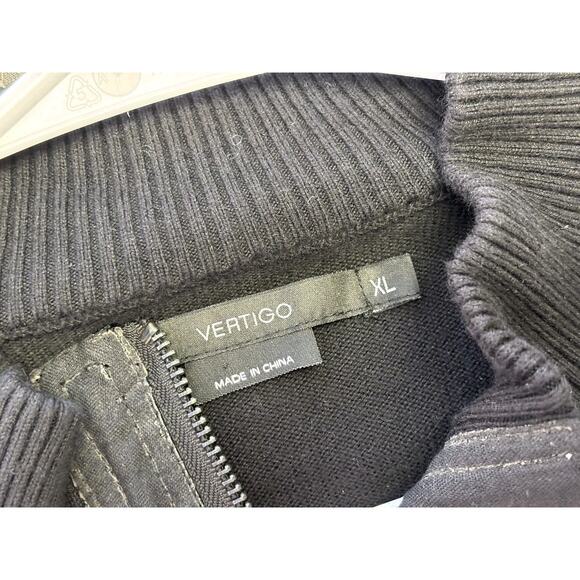 Vertigo Jacket Womens XL Gray Faux Fur Knit Bomber Full Zip Pockets Ribbed - Picture 3 of 7